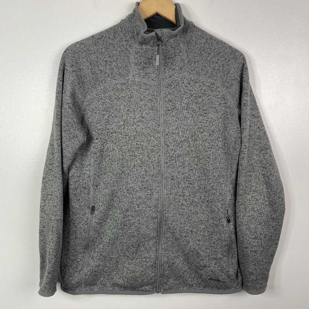 Eddie Bauer Full Zip Long Sleeve Fleece Sweater Jacket gray Womens Large